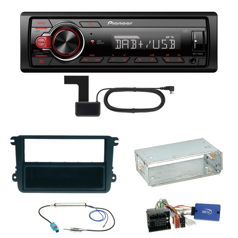 Pioneer MVH-130DAB Digitalradio USB Einbauset für Seat Leon Alhambra Altea XL