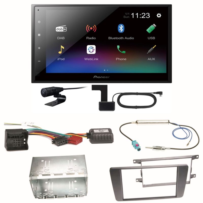 Pioneer DMH-A340DAB Digitalradio Bluetooth Einbauset für Skoda Octavia 2 Yeti 5L