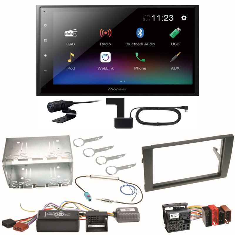 Pioneer DMH-A340DAB Digitalradio Bluetooth Einbauset für Seat Exeo Audi A4 B6 B7