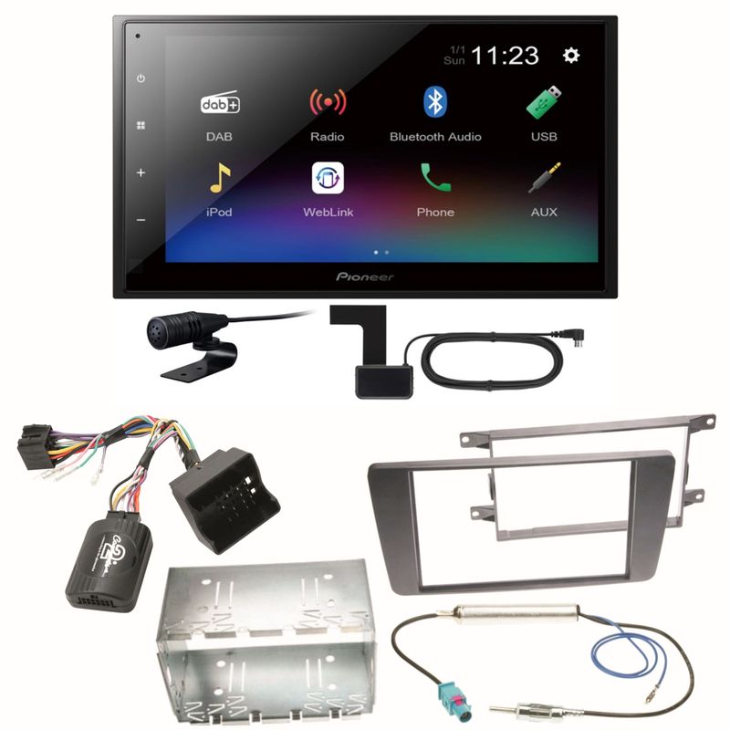 Pioneer DMH-A340DAB Digitalradio Bluetooth Einbauset für Skoda Octavia 2 Yeti 5L
