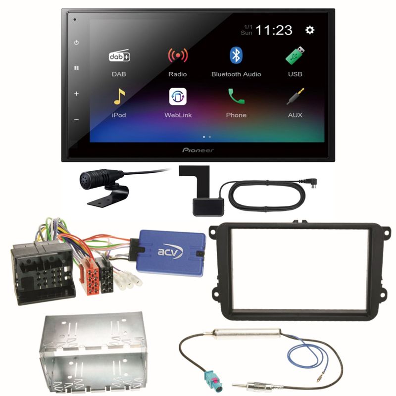 Pioneer DMH-A340DAB DAB+ Bluetooth Einbauset für Seat Alhambra Altea XL Leon