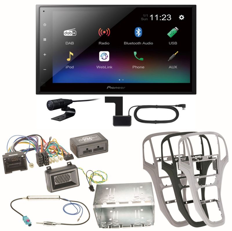 Pioneer DMH-A340DAB Digitalradio Bluetooth Einbauset für Opel Astra J Pioneer DMH-A340DAB Digitalradio Bluetooth Einbauset für Opel Astra J