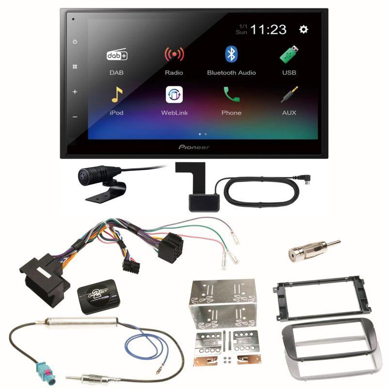 Pioneer DMH-A340DAB DAB+ Bluetooth Einbauset für Ford Focus Mondeo S-Max Galaxy