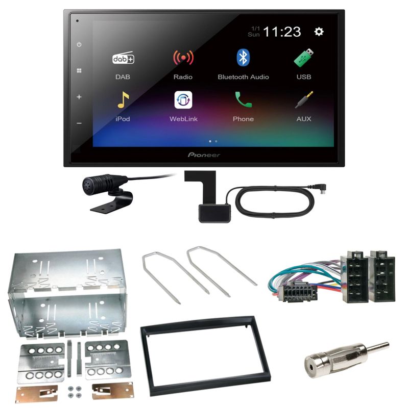 Pioneer DMH-A340DAB DAB+ Bluetooth Einbauset für Peugeot 307 Citroen C2 C3