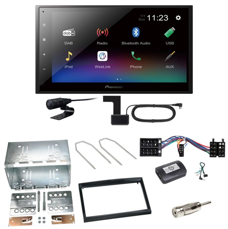 Pioneer DMH-A340DAB DAB+ Bluetooth Einbauset für Peugeot 307 Citroen C2 C3