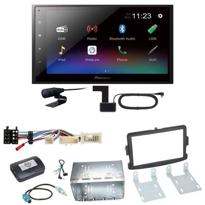 Pioneer DMH-A340DAB DAB+ Bluetooth Einbauset für Dacia Duster Lodgy Logan Pioneer DMH-A340DAB DAB+ Bluetooth Einbauset für Dacia Duster Lodgy Logan