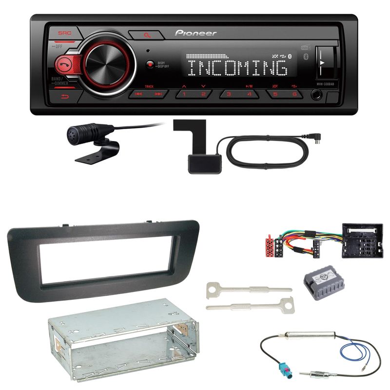 Pioneer MVH-330DAB Bluetooth Digitalradio Einbauset für Skoda Fabia 2 Roomster