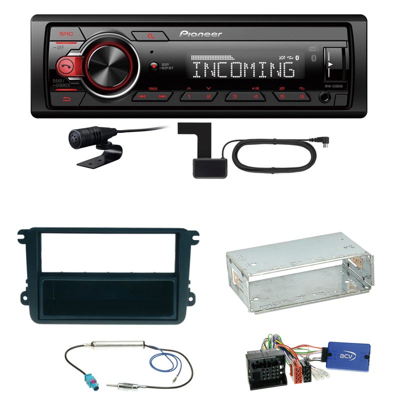 Pioneer MVH-330DAB Bluetooth DAB Einbauset für Seat Leon Alhambra Altea XL