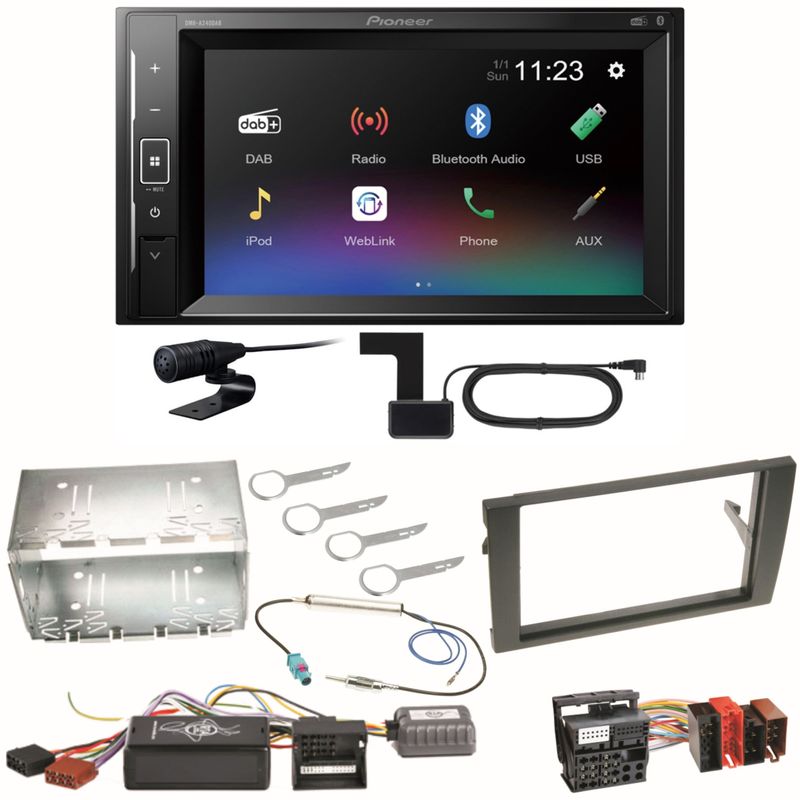 Pioneer DMH-A240DAB Digitalradio Bluetooth Einbauset für Seat Exeo Audi A4 B6 B7 Pioneer DMH-A240DAB Digitalradio Bluetooth Einbauset für Seat Exeo Audi A4 B6 B7