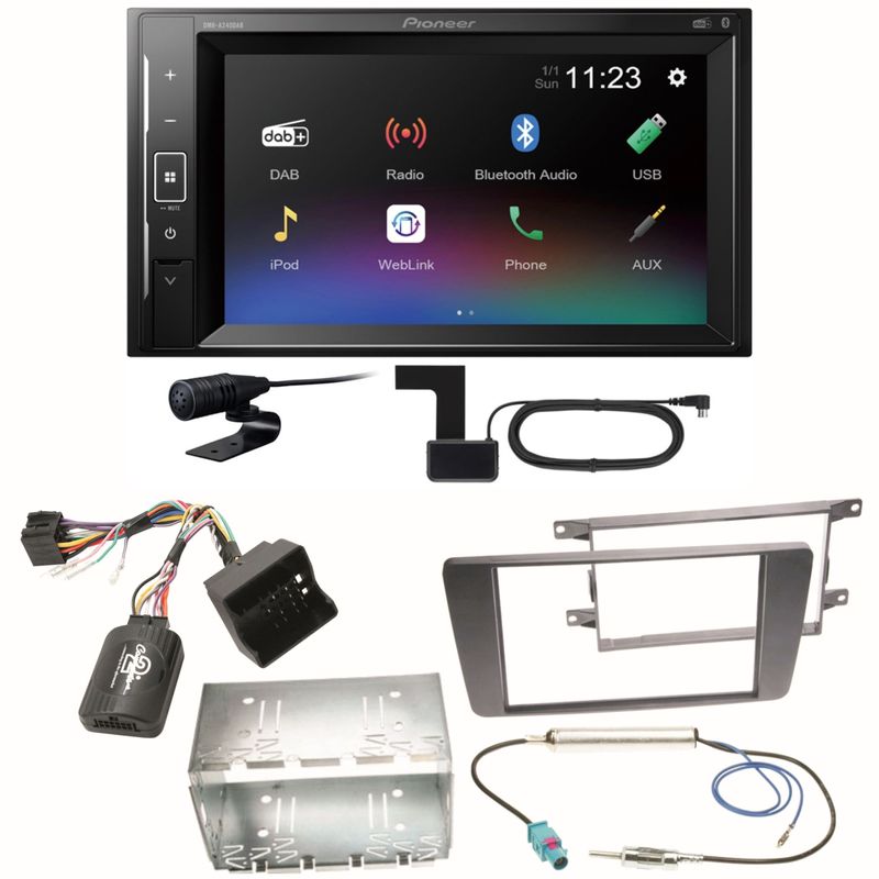 Pioneer DMH-A240DAB Digitalradio Bluetooth Einbauset für Skoda Octavia 2 Yeti 5L