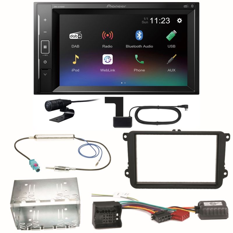 Pioneer DMH-A240DAB DAB+ Bluetooth Einbauset für Seat Leon Alhambra Altea XL