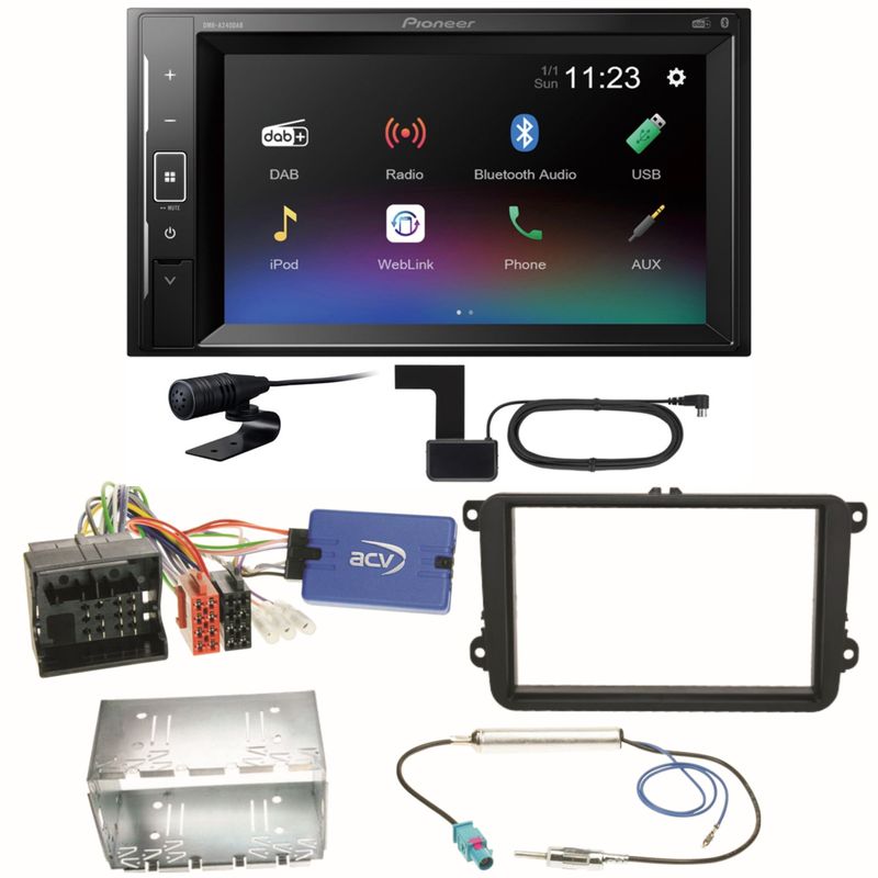 Pioneer DMH-A240DAB DAB+ Bluetooth Einbauset für Seat Alhambra Altea XL Leon
