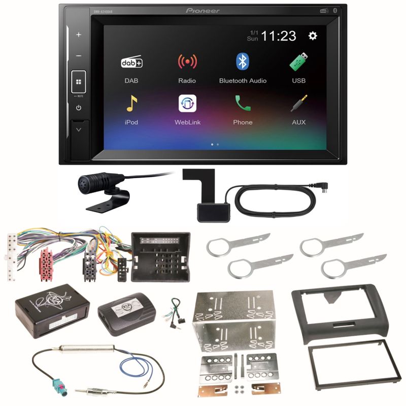 Pioneer DMH-A240DAB Digitalradio Bluetooth Einbauset für Audi TT 8J Pioneer DMH-A240DAB Digitalradio Bluetooth Einbauset für Audi TT 8J
