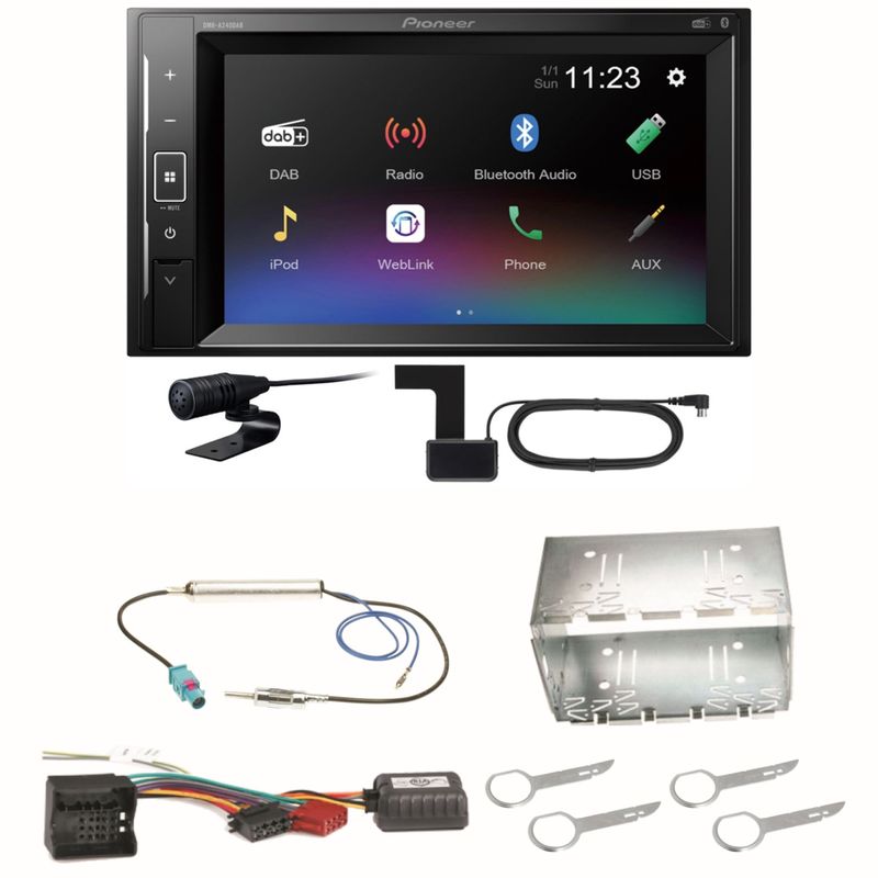 Pioneer DMH-A240DAB Digitalradio Bluetooth Einbauset für Fox Polo 9N3