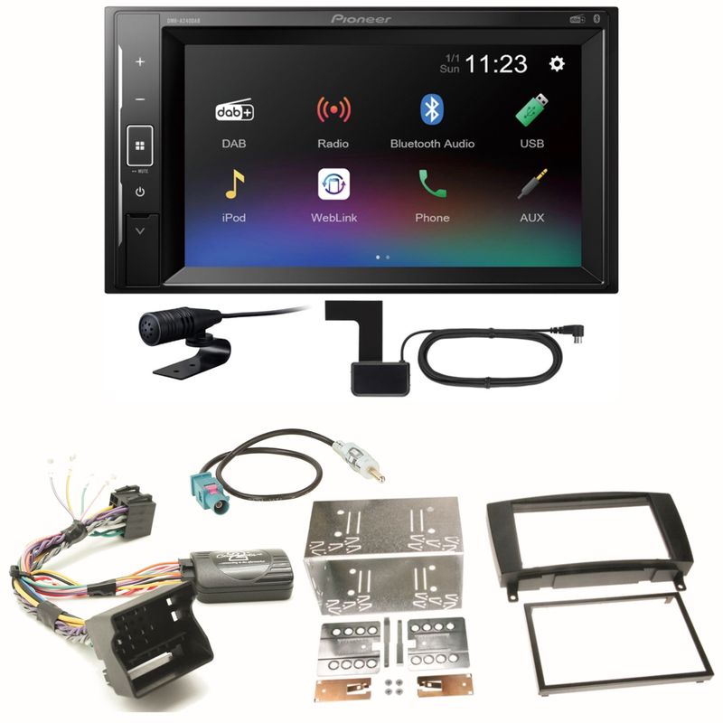 Pioneer DMH-A240DAB DAB+ Bluetooth Einbauset für Mercedes CLK W209 Facelift