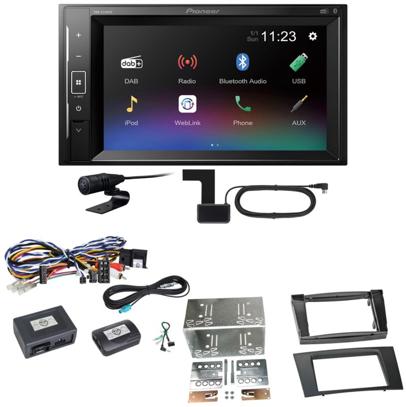 Pioneer DMH-A240DAB Digitalradio Bluetooth Einbauset für Mercedes W211 CLS W219