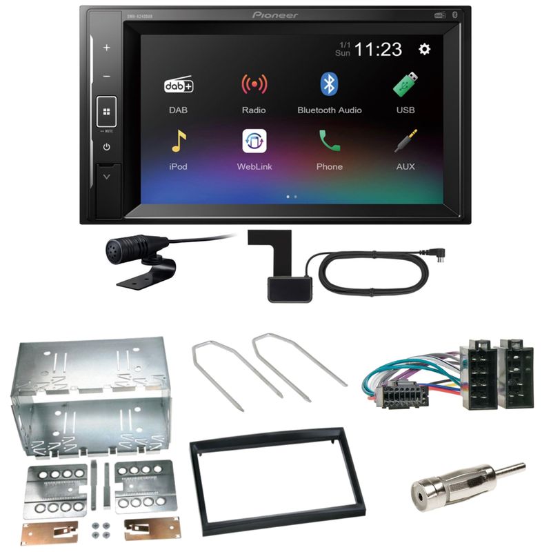 Pioneer DMH-A240DAB DAB+ Bluetooth Einbauset für Peugeot 307 Citroen C2 C3
