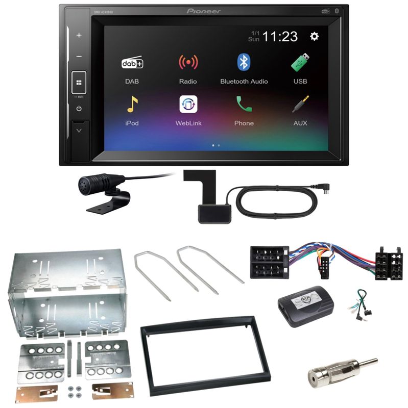 Pioneer DMH-A240DAB DAB+ Bluetooth Einbauset für Peugeot 307 Citroen C2 C3