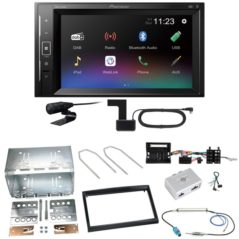 Pioneer DMH-A240DAB DAB+ Bluetooth Einbauset für Peugeot 207 307 Partner Expert
