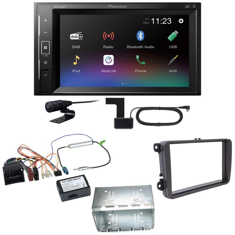 Pioneer DMH-A240DAB DAB+ Bluetooth Einbauset für Tiguan Amarok Caddy Jetta
