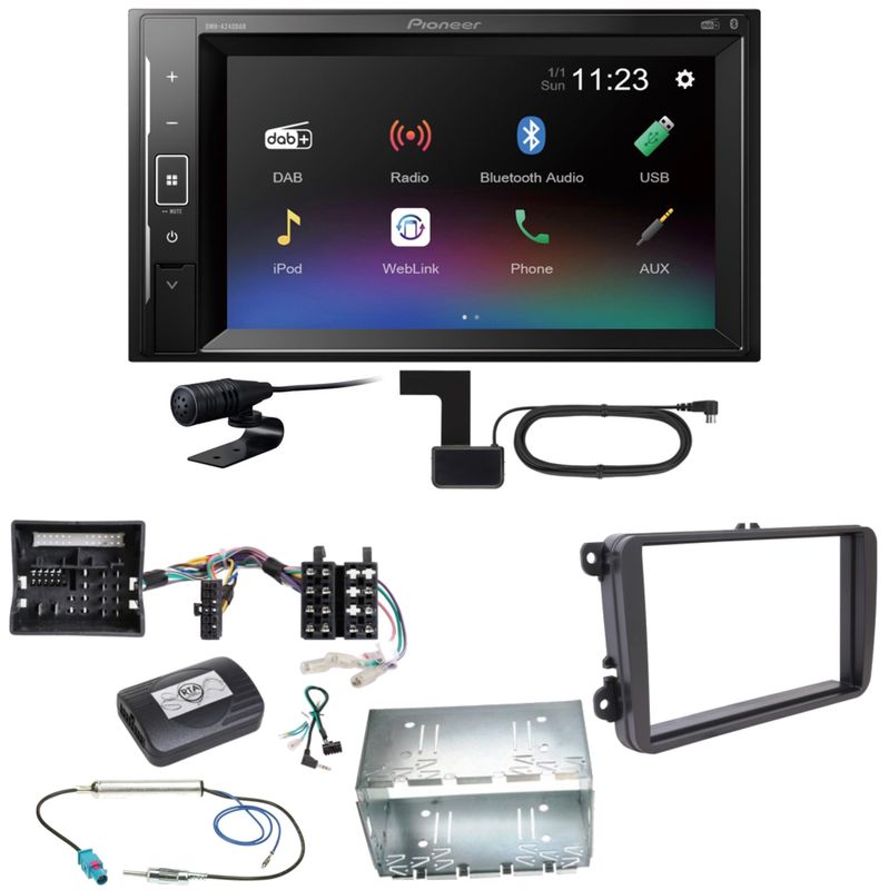 Pioneer DMH-A240DAB DAB+ Bluetooth Einbauset für Tiguan Amarok Caddy Jetta