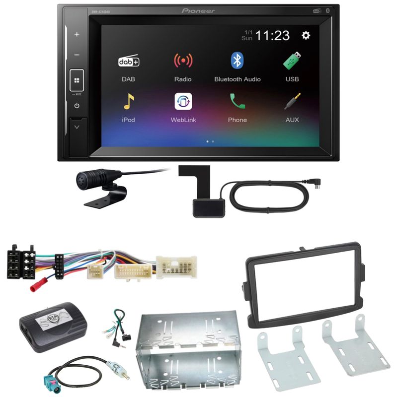 Pioneer DMH-A240DAB DAB+ Bluetooth Einbauset für Dacia Duster Lodgy Logan Pioneer DMH-A240DAB DAB+ Bluetooth Einbauset für Dacia Duster Lodgy Logan