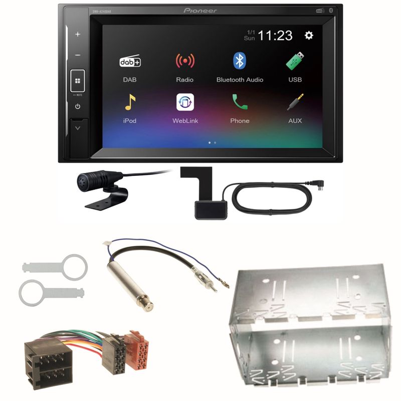 Pioneer DMH-A240DAB DAB+ Bluetooth Einbauset für Polo 6N2 9N Bora Ibiza 6L