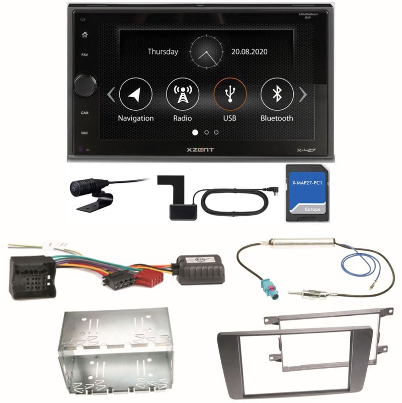 XZENT X-427 DAB+ Bluetooth PKW Navigation Einbauset für Skoda Octavia 2 Yeti 5L