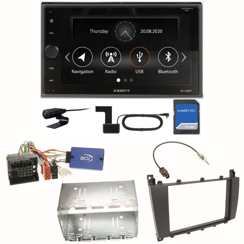 XZENT X-427 DAB+ Bluetooth Einbauset für Mercedes C-Klasse W203 CLC CL203 S203