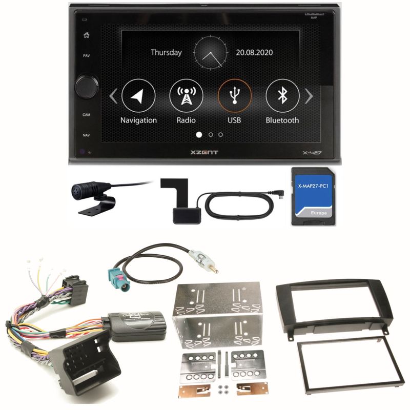 XZENT X-427 Digitalradio PKW Navigation Einbauset für Mercedes CLK W209 Facelift