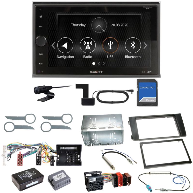 XZENT X-427 DAB+ Bluetooth PKW Navigation Einbauset für Audi A6 4B Facelift
