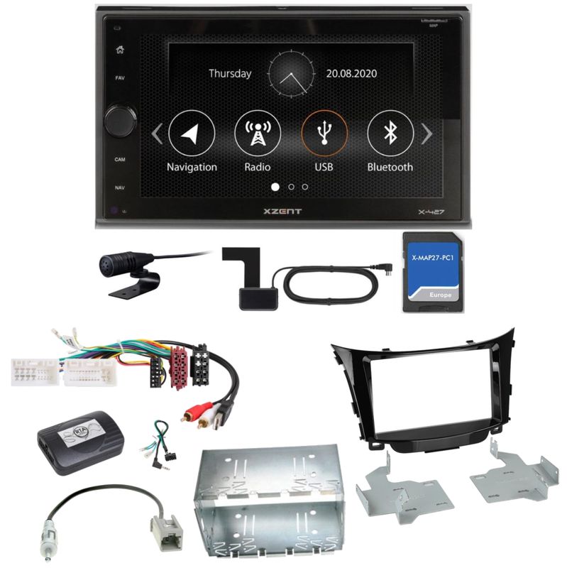 XZENT X-427 DAB+ Bluetooth PKW Navigation MP3 Einbauset für Hyundai i30 GD GDH