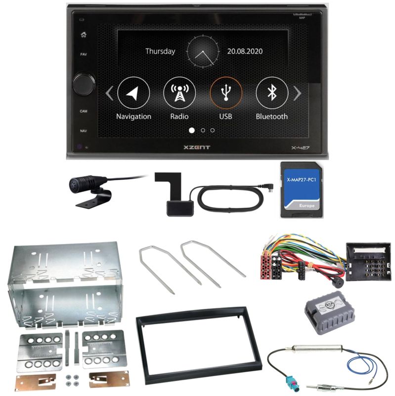 XZENT X-427 DAB+ Bluetooth Navigation Einbauset für Citroen C2 C3 Berlingo Jumpy