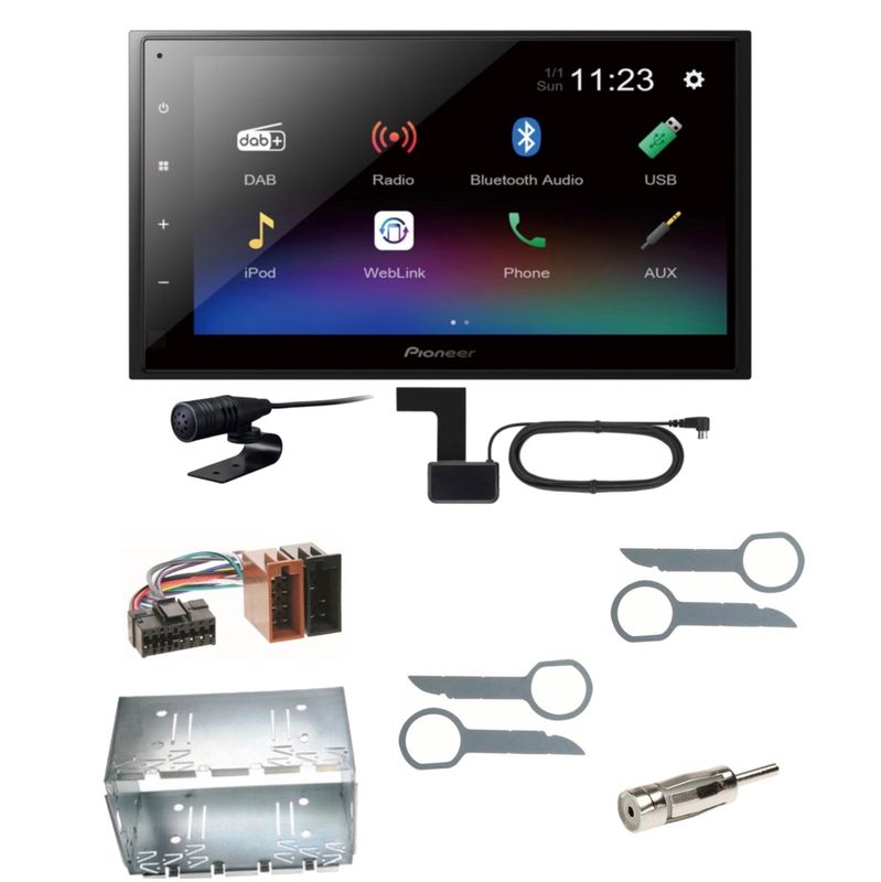 Pioneer DMH-A340DAB USB MP3 DAB+ Moniceiver FLAC Einbauset für Mercedes ML W163 Pioneer DMH-A340DAB USB MP3 DAB+ Moniceiver FLAC Einbauset für Mercedes ML W163