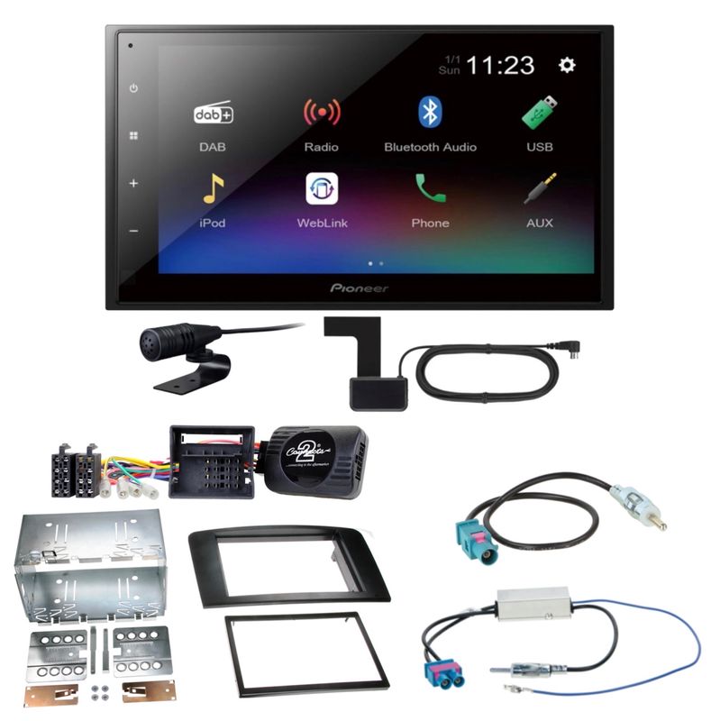Pioneer DMH-A340DAB USB MP3 DAB+ Moniceiver FLAC Einbauset für Mercedes ML W164 Pioneer DMH-A340DAB USB MP3 DAB+ Moniceiver FLAC Einbauset für Mercedes ML W164