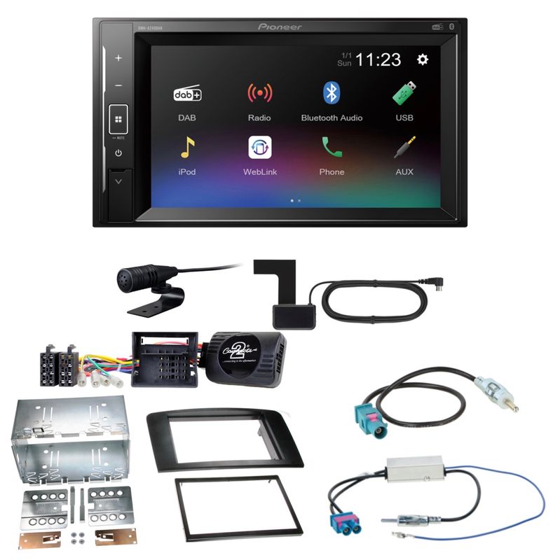 Pioneer DMH-A240DAB USB Bluetooth MP3 DAB+ Einbauset für Mercedes ML W164 Pioneer DMH-A240DAB USB Bluetooth MP3 DAB+ Einbauset für Mercedes ML W164