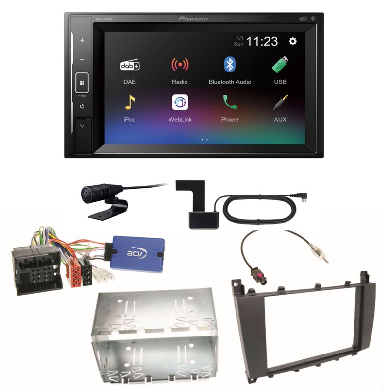 Pioneer DMH-A240DAB Bluetooth MP3 USB DAB+ Einbauset für Mercedes G Klasse W463 Pioneer DMH-A240DAB Bluetooth MP3 USB DAB+ Einbauset für Mercedes G Klasse W463