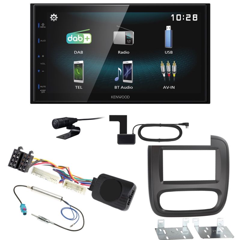 Kenwood DMX-125DAB Bluetooth Autoradio MP3 DAB+ Einbauset für Opel Vivaro B Kenwood DMX-125DAB Bluetooth Autoradio MP3 DAB+ Einbauset für Opel Vivaro B