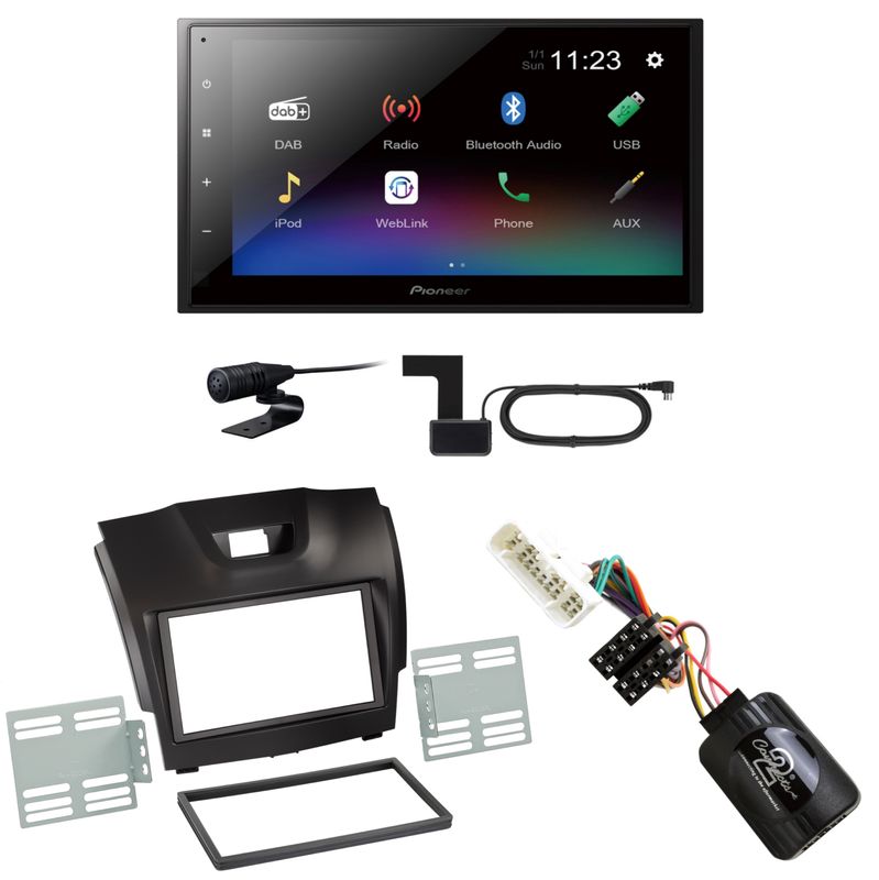 Pioneer DMH-A340DAB USB Bluetooth MP3 Bluetooth Einbauset für Isuzu D-Max 2