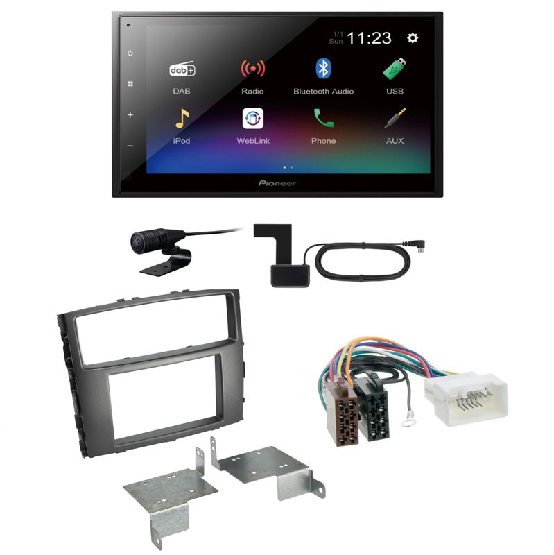 Pioneer DMH-A340DAB USB Bluetooth MP3 Einbauset für Mitsubishi Pajero bis 2014