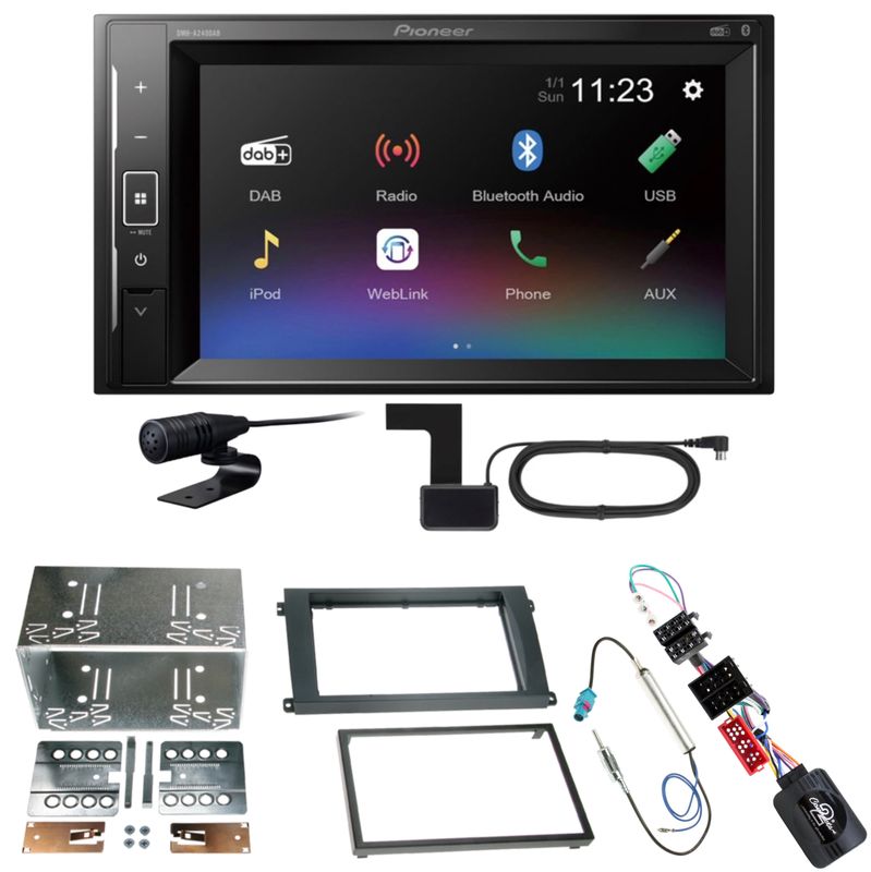 Pioneer DMH-A240DAB Bluetooth DAB+ USB Einbauset für Porsche Cayenne bis 2006