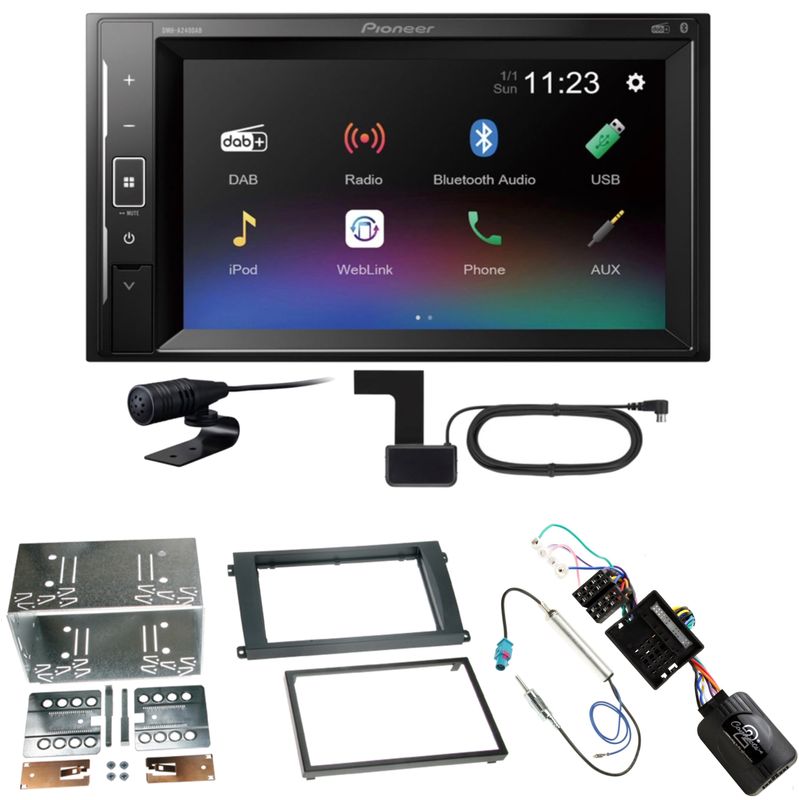 Pioneer DMH-A240DAB Bluetooth DAB+ USB Einbauset für Porsche Cayenne ab 2007