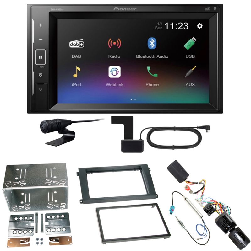 Pioneer DMH-A240DAB Bluetooth DAB+ USB Einbauset für Porsche Cayenne ab 2007