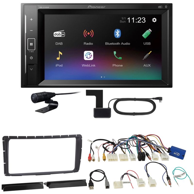 Pioneer DMH-A240DAB Bluetooth USB MP3 DAB+ Einbauset für Toyota Hilux ab 2011