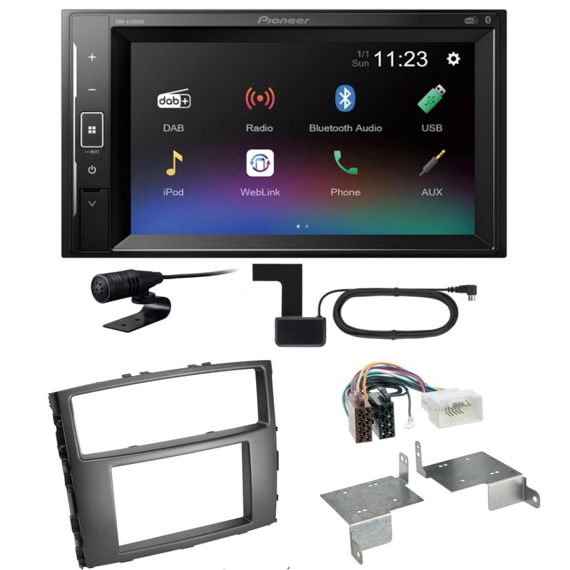 Pioneer DMH-A240DAB Bluetooth USB DAB+ Einbauset für Mitsubishi Pajero bis 2014