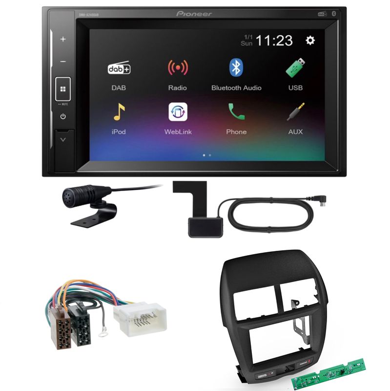 Pioneer DMH-A240DAB Bluetooth DAB+ USB MP3 Einbauset für Mitsubishi ASX bis 2014