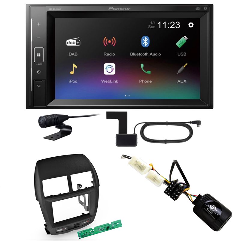 Pioneer DMH-A240DAB Bluetooth DAB+ USB MP3 Einbauset für Mitsubishi ASX bis 2014
