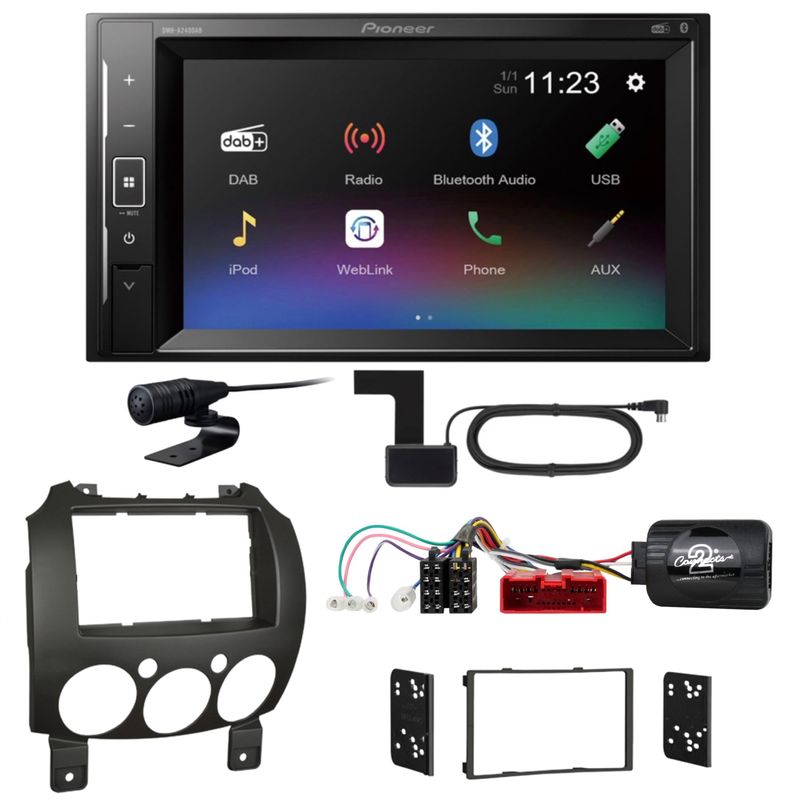 Pioneer DMH-A240DAB Bluetooth DAB+ USB MP3 Einbauset für Mazda 2 2008-2014 Pioneer DMH-A240DAB Bluetooth DAB+ USB MP3 Einbauset für Mazda 2 2008-2014