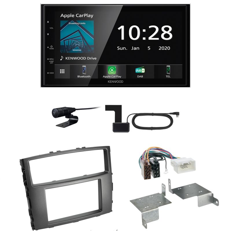 Kenwood DMX-5020DABS CarPlay USB MP3 Einbauset für Mitsubishi Pajero bis 2014