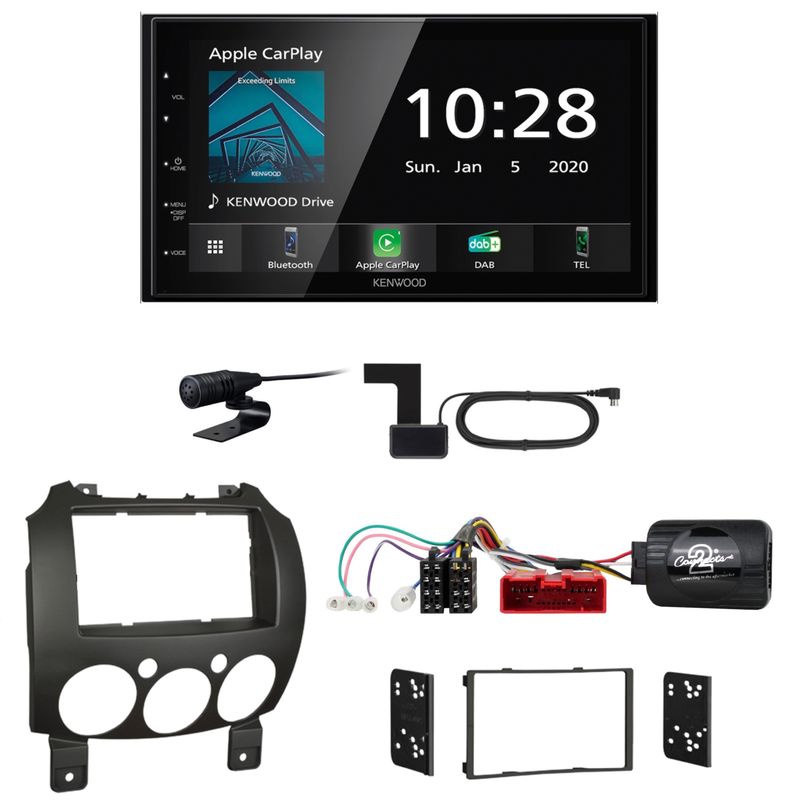 Kenwood DMX-5020DABS CarPlay Android Auto USB Einbauset für Mazda 2 2008-2014 Kenwood DMX-5020DABS CarPlay Android Auto USB Einbauset für Mazda 2 2008-2014